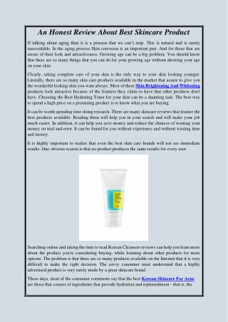 An Honest Review About Best Skincare Product