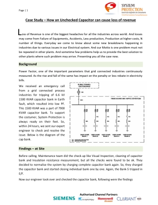 Case Study – How an Unchecked Capacitor can cause loss of revenue