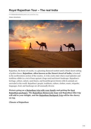 Royal Rajasthan Tour  The real India