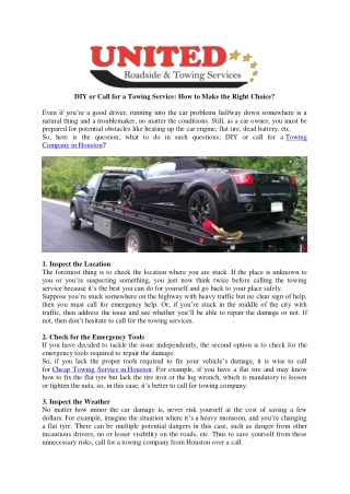 DIY or Call for a Towing Service How to Make the Right Choice