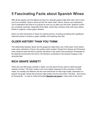 Interesting Facts about Spanish Wines
