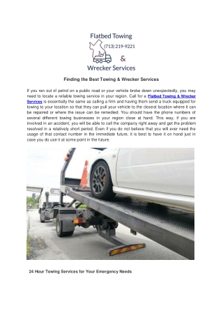 Finding the Best Towing & Wrecker Services