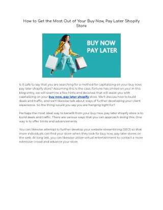 How to Get the Most Out of Your Buy Now, Pay Later Shopify Store