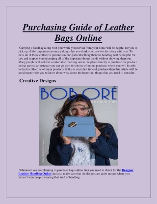 Purchasing Guide of Leather Bags Online