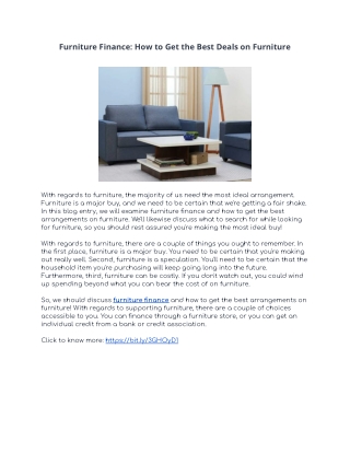 Furniture Finance: How to Get the Best Deals on Furniture