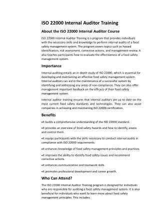 iso 22000 internal auditor course