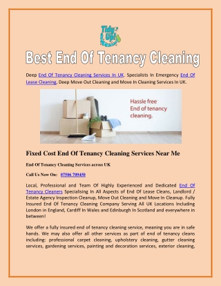 Best End Of Tenancy Cleaning