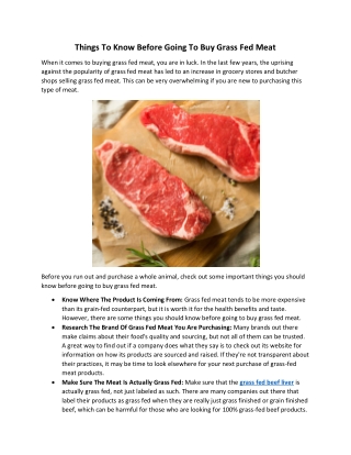 Things To Know Before Going To Buy Grass Fed Meat