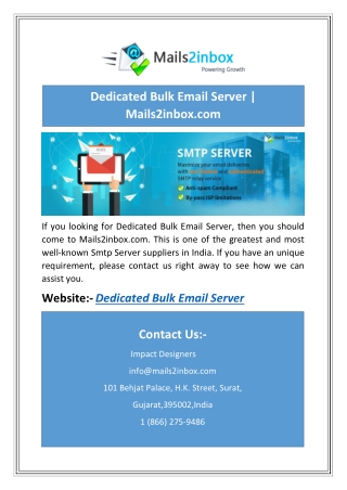 Dedicated Bulk Email Server | Mails2inbox.com