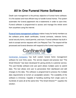All In One Funeral Home Software