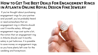 How to Get The Best Deals For Engagement Rings in Atlanta Online - Royal Design Fine Jewelry