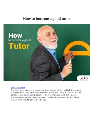How to become a good tutor