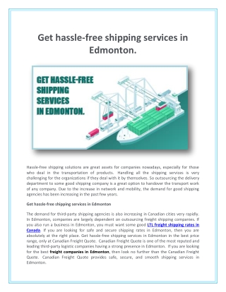 Get hassle-free shipping services in Edmonton.