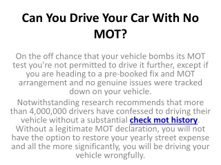 Can You Drive Your Car With No MOT?