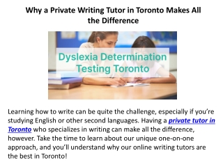 Why a Private Writing Tutor in Toronto Makes All the Difference