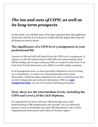 The ins and outs of CIPD, as well as its long term prospects (1)