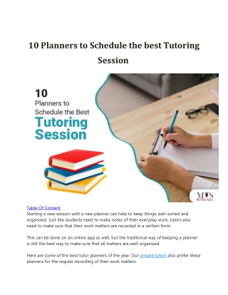 10 Planners to Schedule the best Tutoring Session