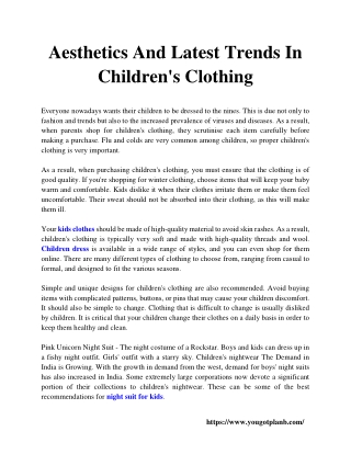 Aesthetics And Latest Trends In Children's Clothing