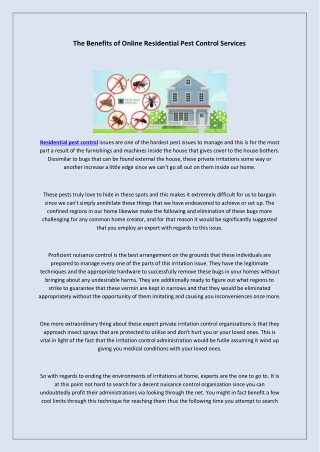 The Benefits of Online Residential Pest Control Services