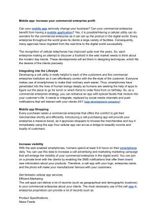 Mobile app_ Increase your commercial enterprise profit
