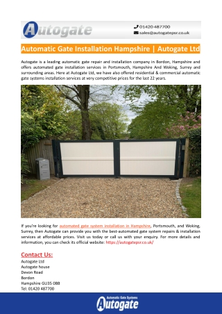 Automatic Gate Installation Hampshire