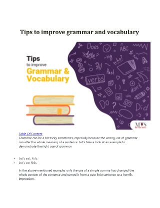 Tips to improve grammar and vocabulary