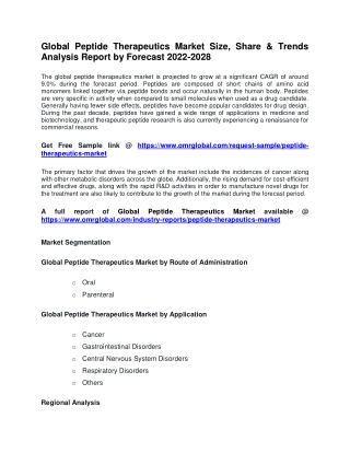 Global Peptide Therapeutics Market