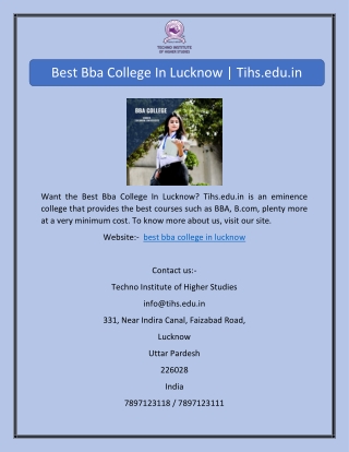 Best Bba College In Lucknow | Tihs.edu.in