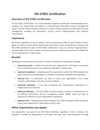 ISO 27001 Certification