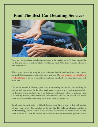 Find The Best Car Detailing Services