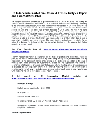 UK Indapamide Market