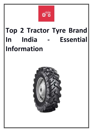 Top 2 Tractor Tyre Brand In India