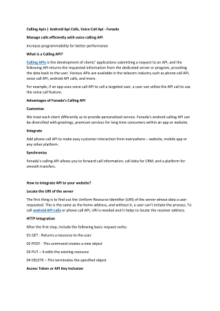 Calling Apis | Android Api Calls, Voice Call Api - Fonada