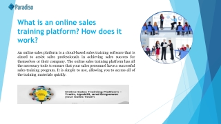 Online Sales Training Platform and How it Works| Paradiso