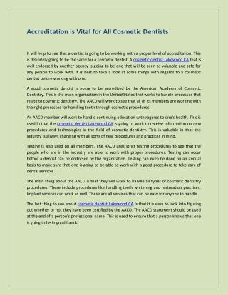Accreditation is Vital for All Cosmetic Dentists