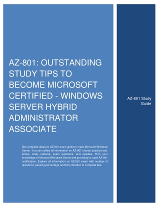 AZ-801: Outstanding Study Tips to Pass AZ-801 Certification