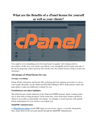 What are the Benefits of a cPanel license for yourself as well as your clients