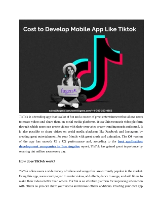 Cost to Develop Mobile App Like Tiktok