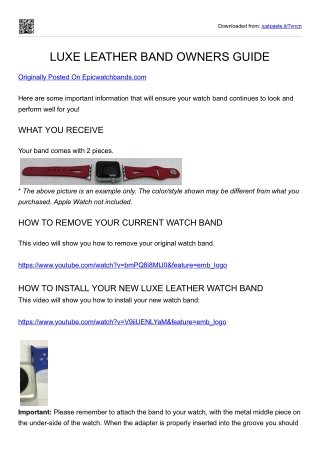 LUXE LEATHER BAND OWNERS GUIDE