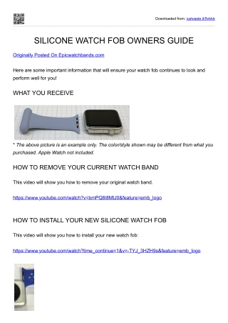 SILICONE WATCH FOB OWNERS GUIDE