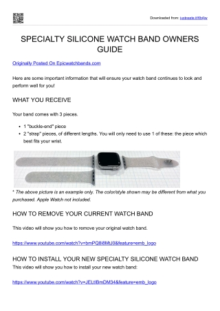 SPECIALTY SILICONE WATCH BAND OWNERS GUIDE