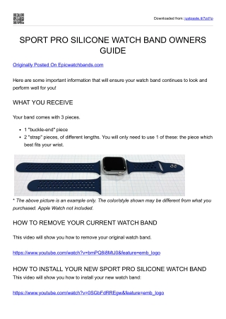 SPORT PRO SILICONE WATCH BAND OWNERS GUIDE