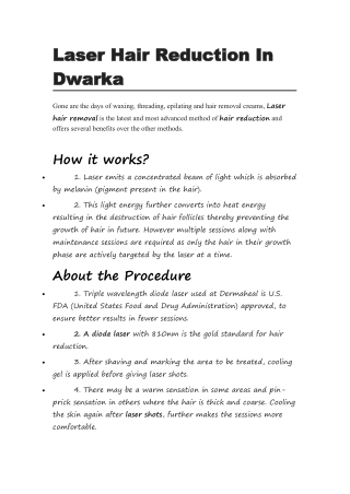laser hair Reduction In Dwarka - Dermaheal