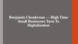 Benjamin Choukroun — High Time Small Businesses Turn To Digitalization