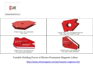 Variable Holding Power of Electro-Permanent Magnetic Lifters