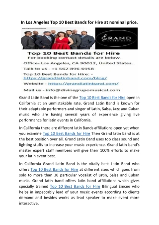 Top 10 Best Bands for Hire