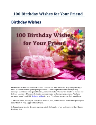 100 Birthday Wishes for Your Friend