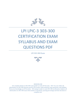 LPI LPIC-3 303-300 Certification Exam Syllabus and Exam Questions PDF