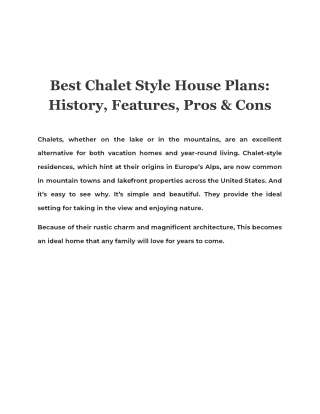 Best Chalet Style House Plans: History, Features, Pros & Cons