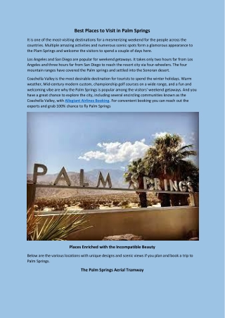 Best Places to Visit in Palm Springs